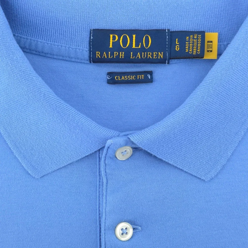 Polo Ralph Lauren Mens Polo Shirt Classic Fit Large Blue Embroidered Logo‎